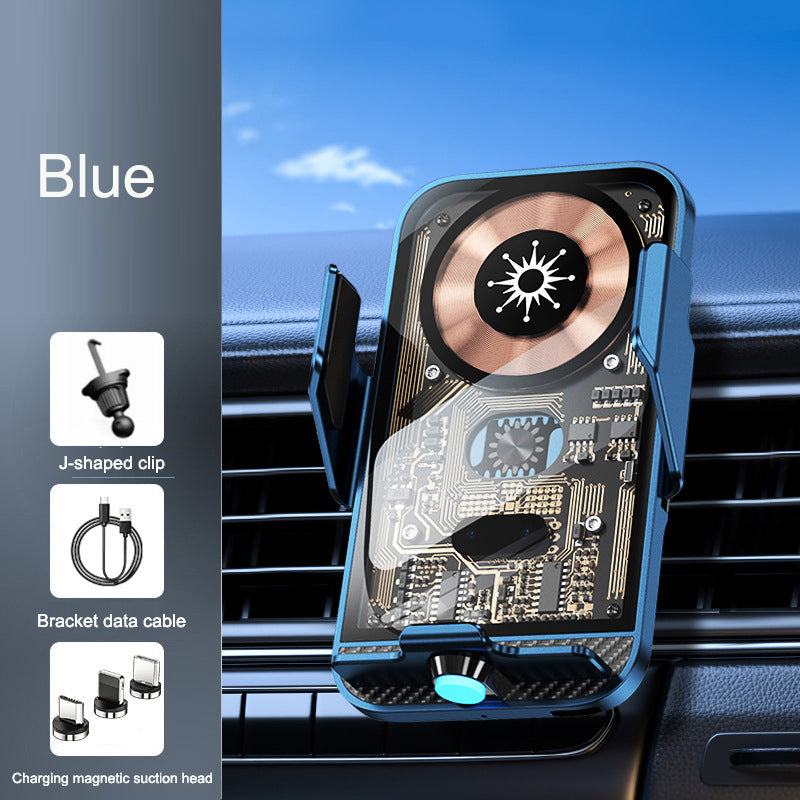 Support voiture chargeur sans fil C11 – Ouverture infrarouge automatique, style Punk transparent