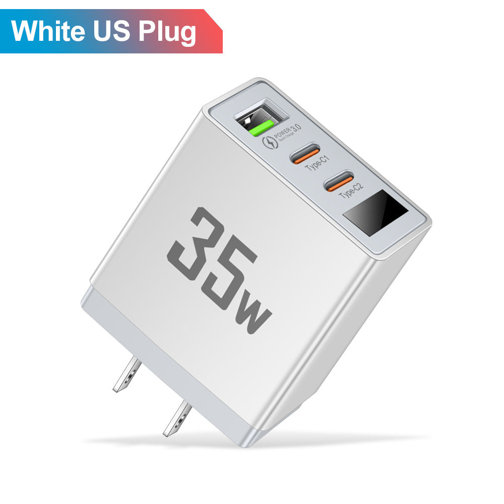 Convertisseur de fréquence avec tête de charge 1USB + 2 Type-C – Chargeur intelligent multi-interface avec affichage numérique pour téléphone mobile