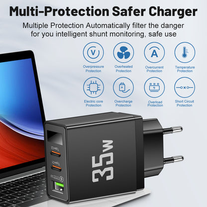 Convertisseur de fréquence avec tête de charge 1USB + 2 Type-C – Chargeur intelligent multi-interface avec affichage numérique pour téléphone mobile