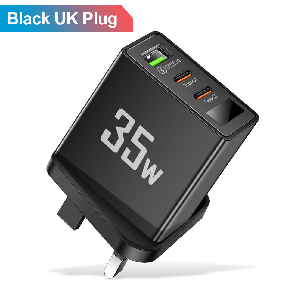 Convertisseur de fréquence avec tête de charge 1USB + 2 Type-C – Chargeur intelligent multi-interface avec affichage numérique pour téléphone mobile