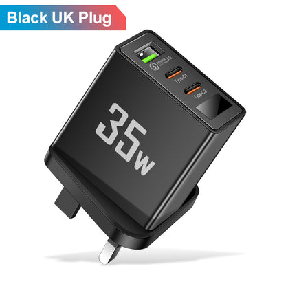 Convertisseur de fréquence avec tête de charge 1USB + 2 Type-C – Chargeur intelligent multi-interface avec affichage numérique pour téléphone mobile