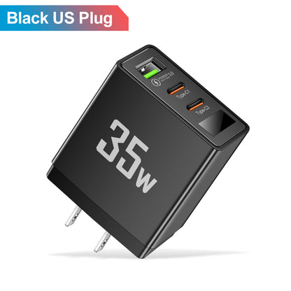 Convertisseur de fréquence avec tête de charge 1USB + 2 Type-C – Chargeur intelligent multi-interface avec affichage numérique pour téléphone mobile