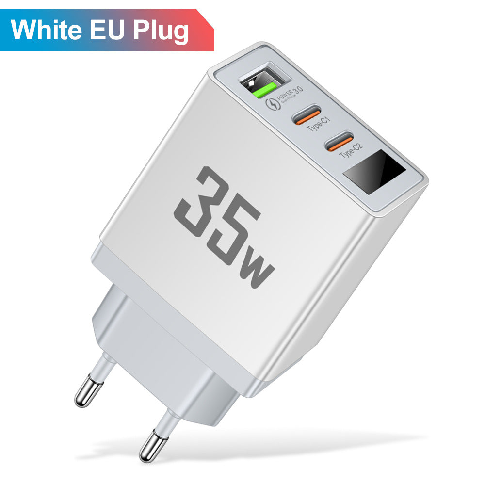 Convertisseur de fréquence avec tête de charge 1USB + 2 Type-C – Chargeur intelligent multi-interface avec affichage numérique pour téléphone mobile