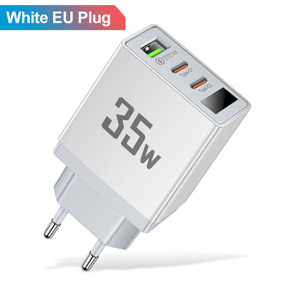 Convertisseur de fréquence avec tête de charge 1USB + 2 Type-C – Chargeur intelligent multi-interface avec affichage numérique pour téléphone mobile