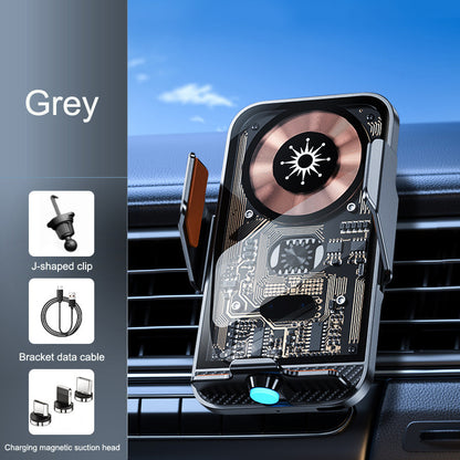 Support voiture chargeur sans fil C11 – Ouverture infrarouge automatique, style Punk transparent