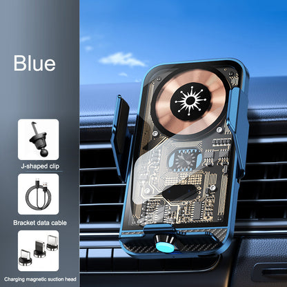 Support voiture chargeur sans fil C11 – Ouverture infrarouge automatique, style Punk transparent