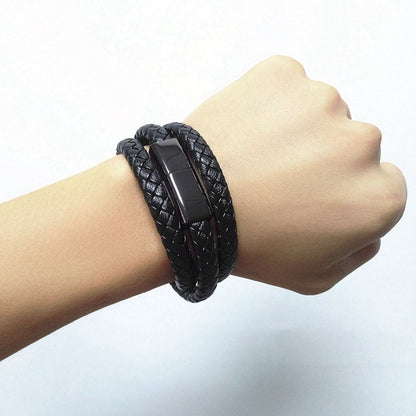 Câble chargeur bracelet en cuir tressé – Compatible iPhone, Android & Type-C (20cm / 22,5cm)