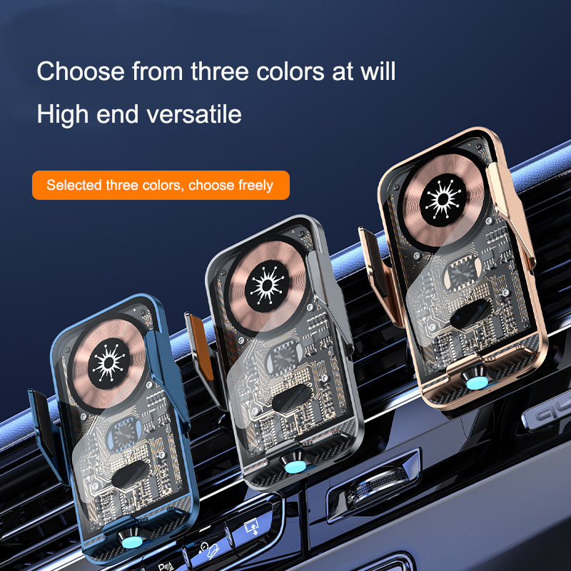 Support voiture chargeur sans fil C11 – Ouverture infrarouge automatique, style Punk transparent