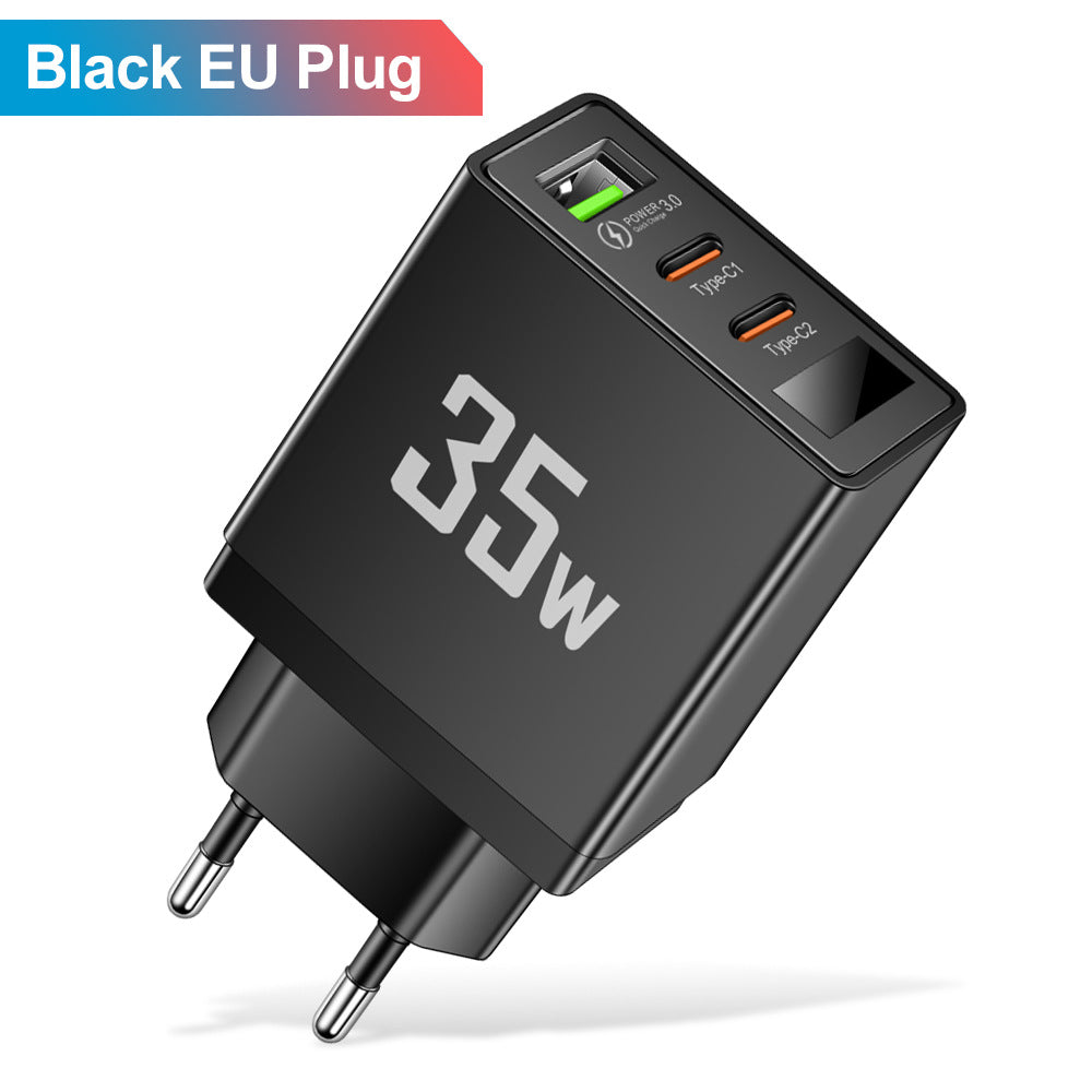 Convertisseur de fréquence avec tête de charge 1USB + 2 Type-C – Chargeur intelligent multi-interface avec affichage numérique pour téléphone mobile