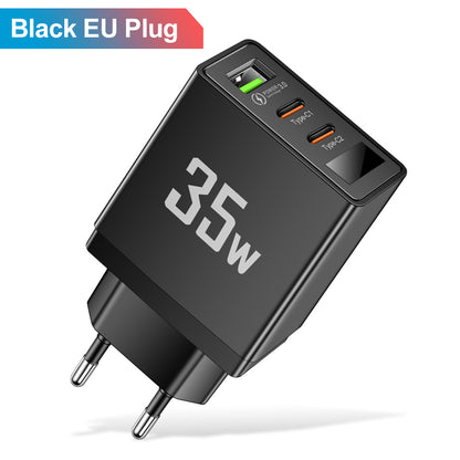 Convertisseur de fréquence avec tête de charge 1USB + 2 Type-C – Chargeur intelligent multi-interface avec affichage numérique pour téléphone mobile