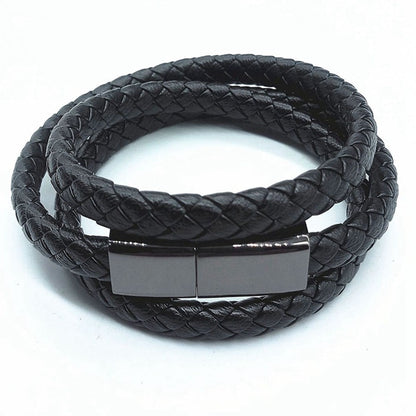 Câble chargeur bracelet en cuir tressé – Compatible iPhone, Android & Type-C (20cm / 22,5cm)
