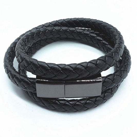 Câble chargeur bracelet en cuir tressé – Compatible iPhone, Android & Type-C (20cm / 22,5cm)