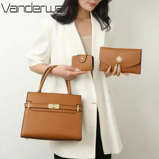 3 ensembles ou 1 grand sac à main pour femme, sac grande capacité, sac bandoulière de luxe, petit porte-monnaie, sac en cuir de qualité, tendance