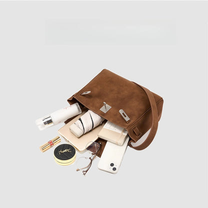 Sac bandoulière portable léger et luxueux pour femme, style rétro, en cuir mat, nouveauté automne-hiver.