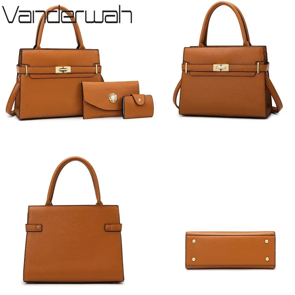 3 Sets Or 1 Big Bag Women's Handbag Large Capacity Bags Luxury Shoulder Crossbody Bags Small Coin Purse Quality Leather Sac Hot